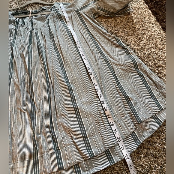 Free people Aleida sage green striped puff sleeve mini dress S - Picture 8 of 10